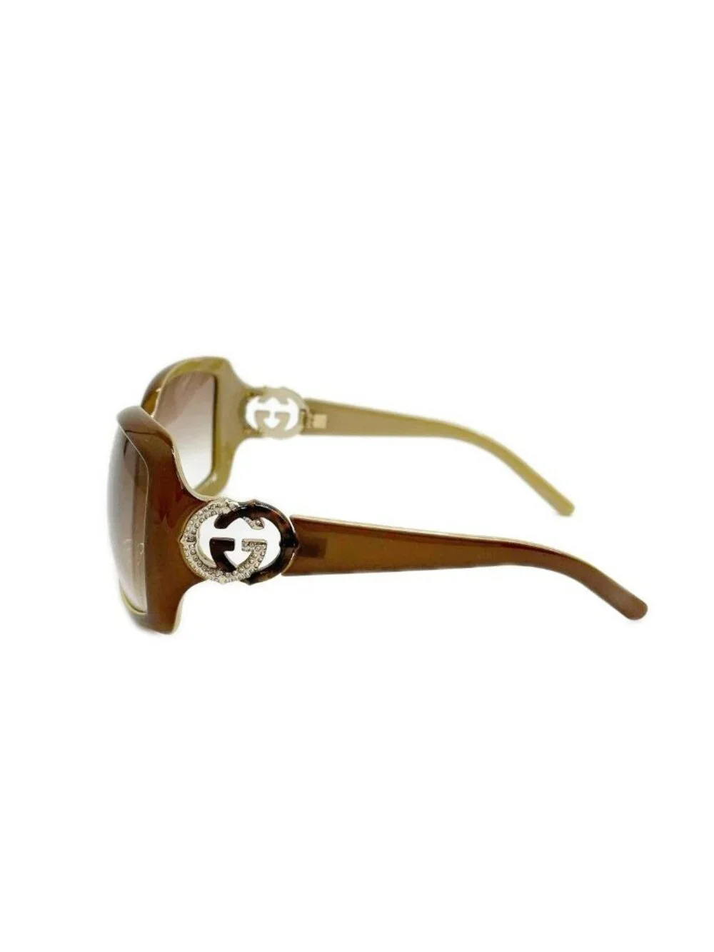 Gucci Sunglasses Rhinestone with Case S Brown Eyewear